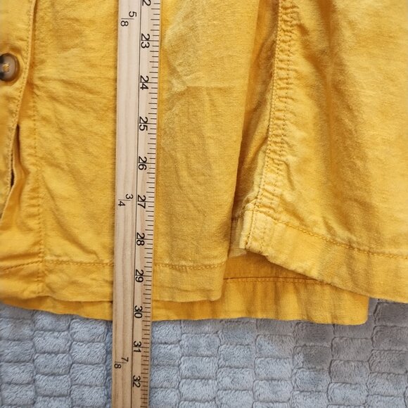 a.n.a-Midi Wrap Skirt Mustard Yellow-Buttons-Pockets-Linen Blend-Size 20T - Picture 7 of 9